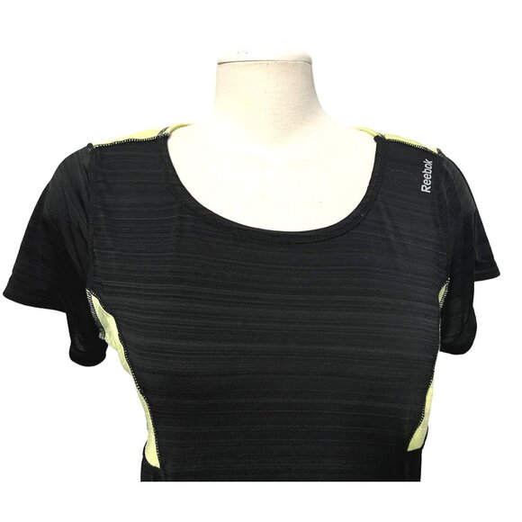 Reebok Black Short Sleeve Racerback Active Shirt Sz Large Womens Black & Yellow - Picture 10 of 14